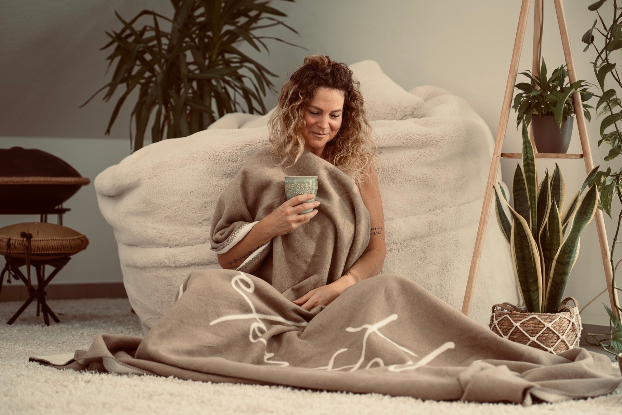 Seelenstoff Kuscheldecke Beige