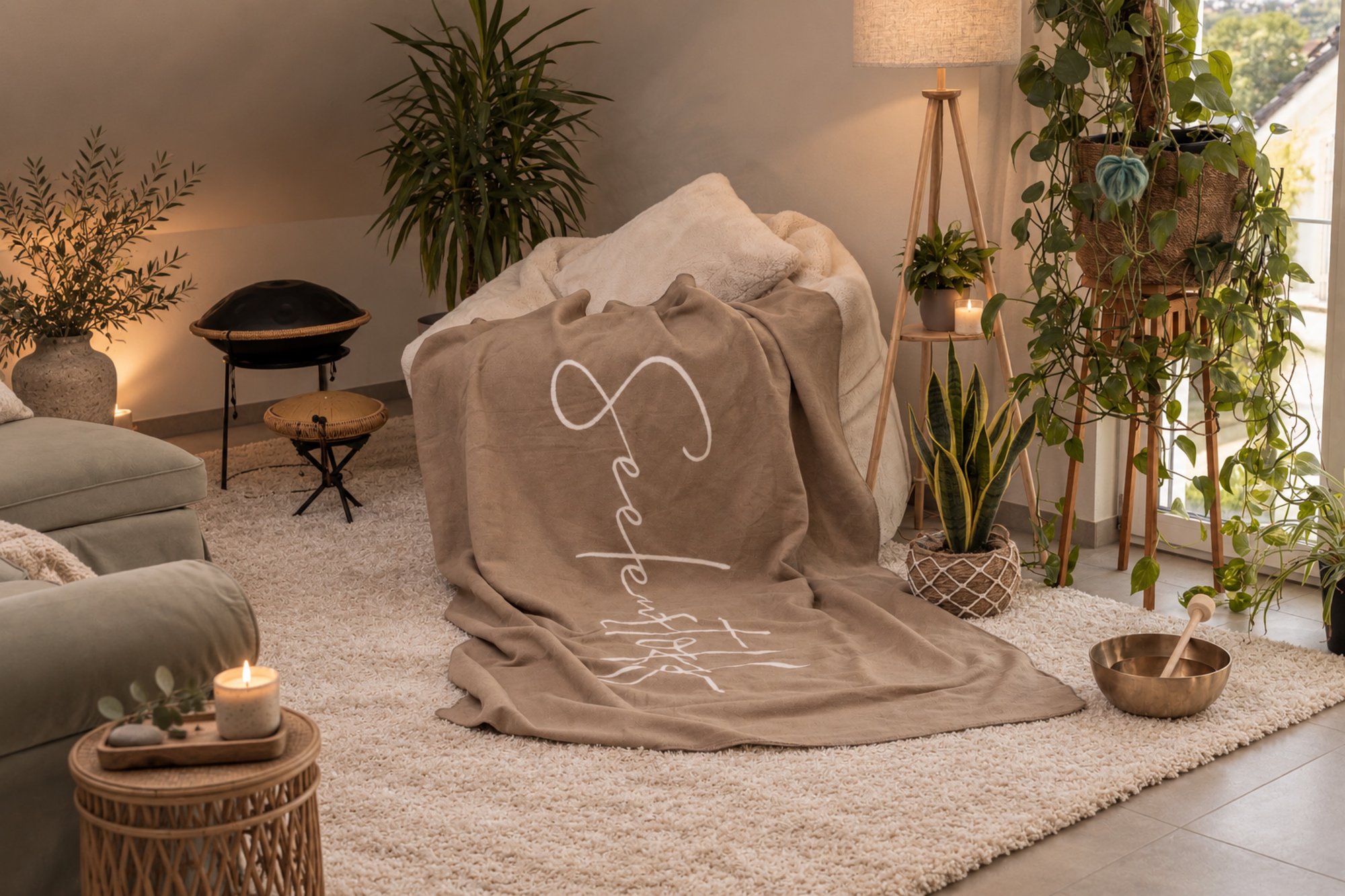 Seelenstoff Kuscheldecke Beige